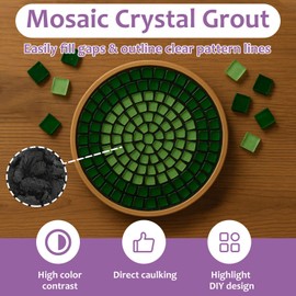 1DFAUL 200g Mosaic Crystal Grout for Crafts, Mosaics Tile Tools, High Color Contrast, Direct caulking, Suitable for Mosaic Tiles, DIY Craft Projects (Black)