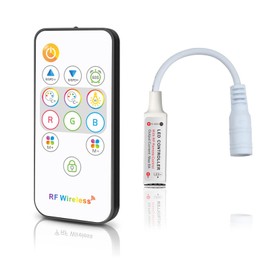 Taikuwu RF Mini RGB LED Controller with 13 Button Remote Control, 5V-24V 6A Dimmer, 4-Pin for 5050/3528/5630 LED Strips, Automatic Memory