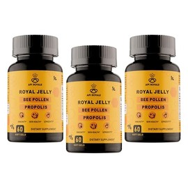 Royal Jelly + Bee Pollen + Propolis – 60 Vegetarian Capsules (Pack of 3) | Natural Food Supplement