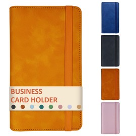 Leather Professional Business Card Holder Book Organizer, 240 Card Slots Capacity Booklet, Premium PU Name Cards Storage Folder with Soft Cover, Credit Card Binder Holder for Men/Women (Yellow)