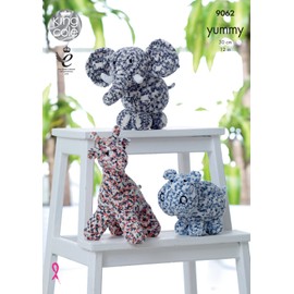 King Cole Giraffe, Hippo & Elephant Cuddly Toys Knitting Pattern 9062 Chunky