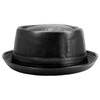 Wovanoo Fedora Porkpie Hats Jazz Gentleman Flat Hat PU Leather