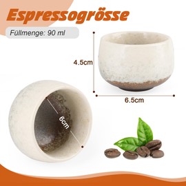 Espresso Cups Set of 5, High-Quality Espresso Cups Made of Stoneware, 100 ml Thick-Walled Ceramic Espresso Cups Ideal for Espresso, Mocha, Ristretto, Macchiato, Perfect Gift for Women and Men