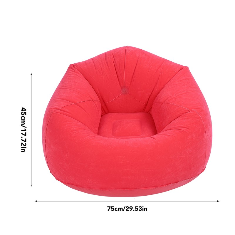 Inflatable Lounge Chair Flocking PVC Portable Folding Blow Up Sofa