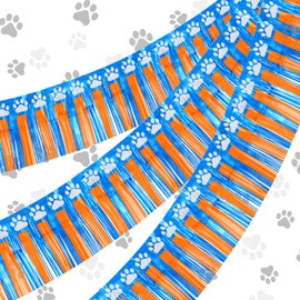 Mindsoft 3 Pack Blue Dog Fringe Banner for Birthday Decorations 20 ft Paw Birthday Supplies Orange Blue Hanging Fringe Tinsel Garland Streamers Photo Booth Prop for Backdrop