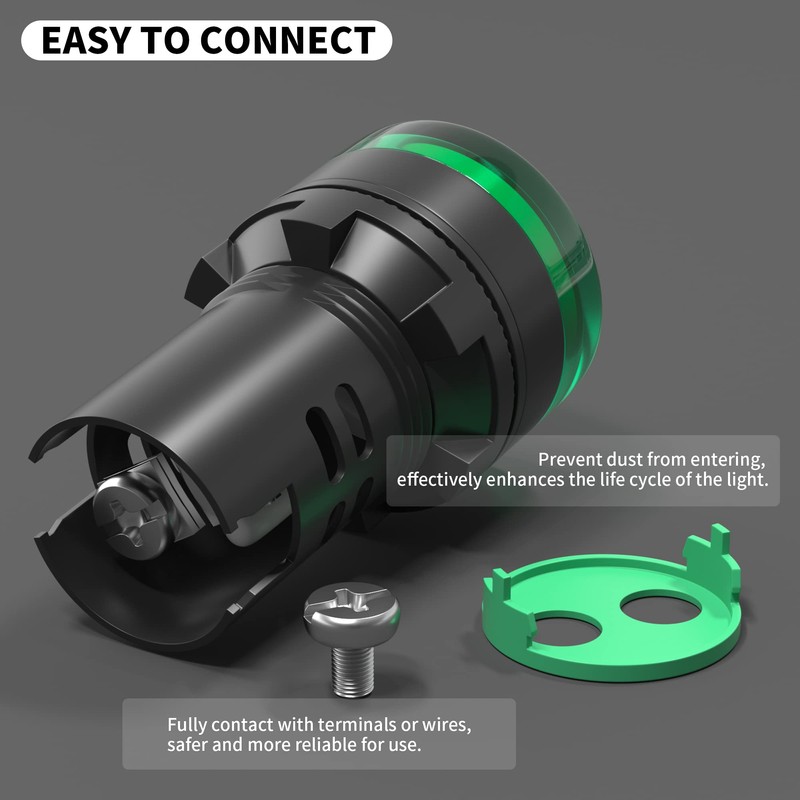 DaierTek 120V LED Indicator Light Green 110V Power Energy Pilot