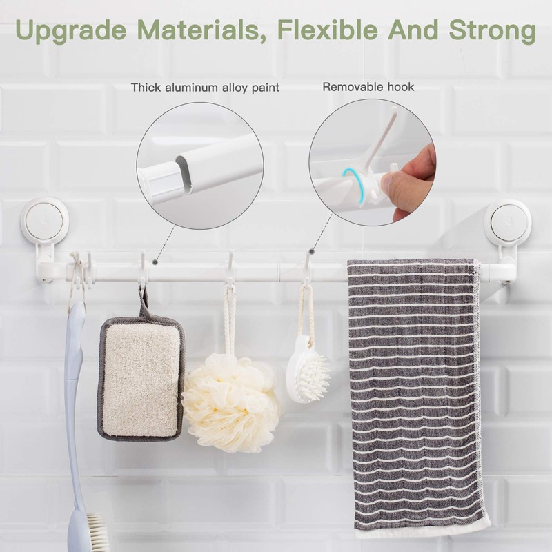 Ulinek Towel Rail Suction Cup, Bath Towel Bar 64cm /