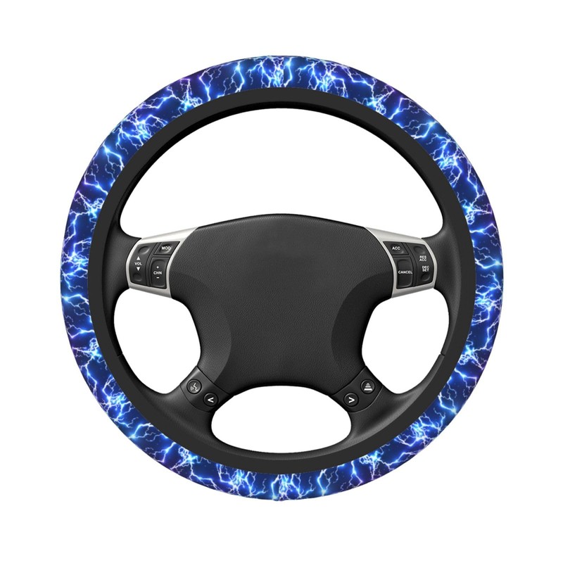 Abstract Blue Cool Lightning Steering Wheel Cover for Women Men