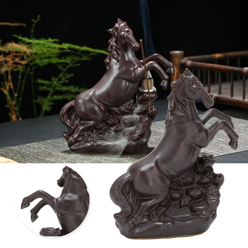 Running Horse Incense Burner Backflow Incense Holder Ornament for Bedroom