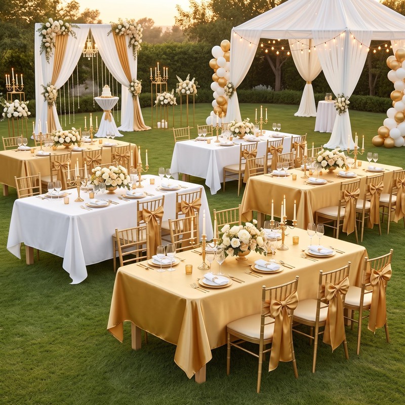 Gold Tablecloth 2Pack 60x102 Inch,Rectangle Metallic Gold Table Cover