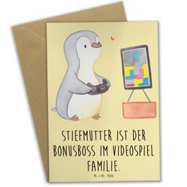 Mr. & Mrs. Panda Grußkarte Stiefmutter Bonusboss - Geschenk, Familienspruch, Glückwunschkarte, Weihnachten, Hochzeitskarte, einzigartig, Klappkarte,