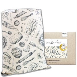 little bee fresh Organic Beeswax Cloth XL Bread Bag 29 x 40 cm from Germany - Keeps Food Natural, Beautiful and Plastic-Free Fresh! Handmade from Organic Raw Materials (XL Bread Bag)