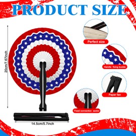 Roowest 60 Pack July 4th Patriotic Fan Bulk American Flag Folding Handheld Fans Paper Round Fans for Independence Day Veterans Memorial Day Gifts Party Favors