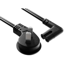 Cable Leader 10ft Ultra Low Profile NEMA 1-15P Angled to C7 Right-Angled Non-Polarized Power Cord 18AWG SPT-2 7A/125V, Black