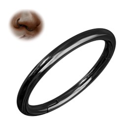 BodyBonita 1Pcs G23 Titanium Nose Rings Hoops for Women 16G Septum Rings Nose Piercings Jewelry Lip Conch Helix Black 8mm