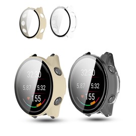 2 Pack,Case for Garmin Forerunner 570 47mm,daunke Ultra Slim Full Coverage Hard PC Proctective Cover,Shockproof,Scratch Resistant,Sturdy and Durable,Transparent+Off White