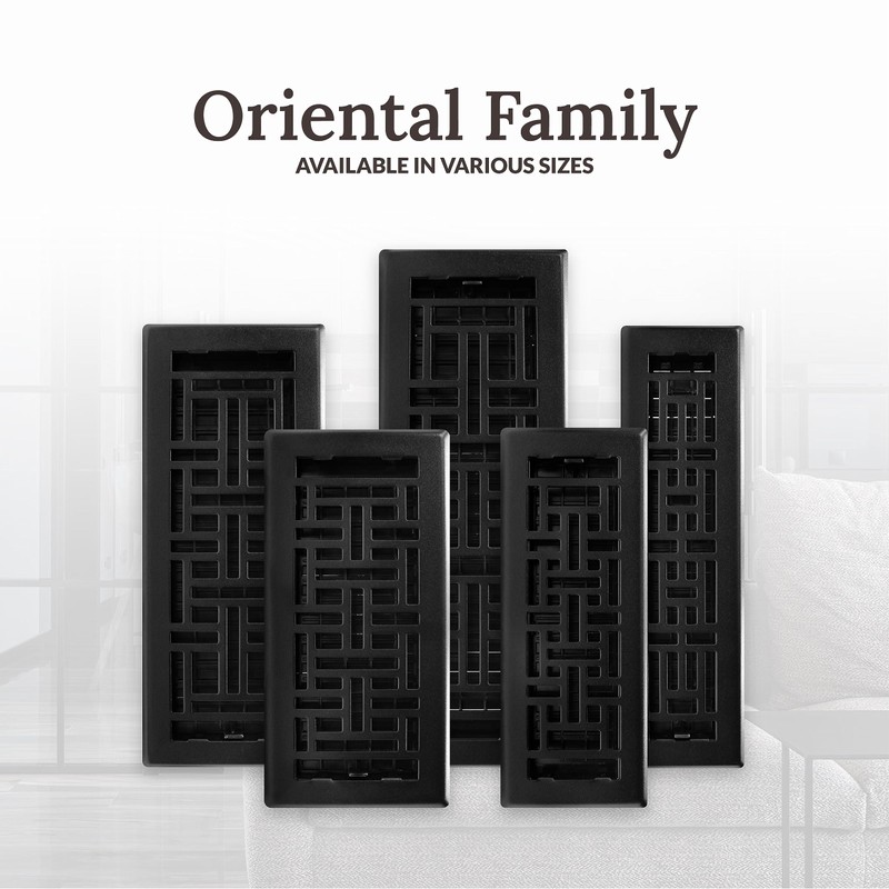 Decor Grates AJH412-BLK Oriental Floor Index 4 x 12 Inches