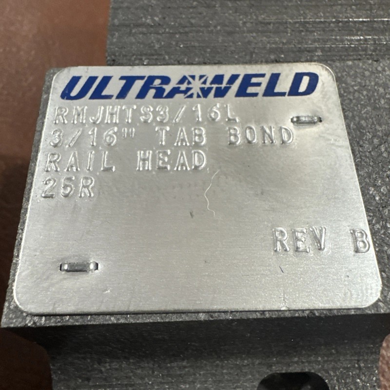Harger Ultraweld RMJHTS3/16X 3/16” Tab Bond Rail Head Mold Pair