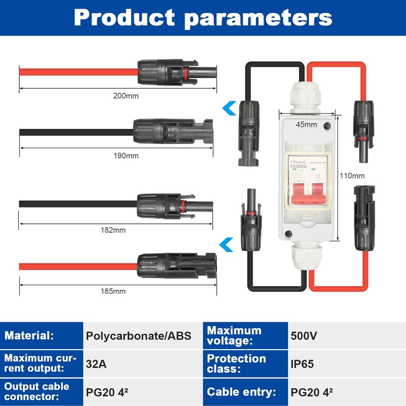 Jadeshay Photovoltaic DC Isolator Switch, 500 V 32 A Circuit