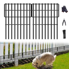 10 Panels No Dig Fence, 10.8ft(L) x 17in(H) Dog Digging Fencing Barrier, 1.2in Gap Animal Barrier for Bottom of Fence, Rustproof Metal Garden Edging Border Ground Defense Blockers for Outdoor Patio