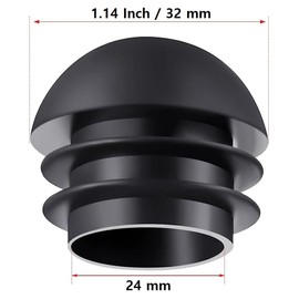 OGC (10 Pack) - 1.14" Inch / 32 mm OD Round Black for Plastic End Caps Plugs Chair Leg Inserts for Metal Legs Round Tube Inserts Chair Leg Glide Furniture Protectors