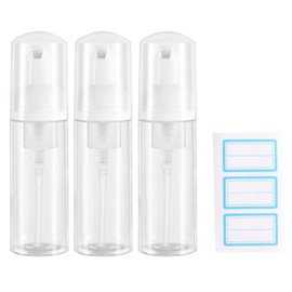Gratriched 3pcs 2oz Plastic Travel Foam Pump Bottle - Portable Foaming Empty Bottle Dispenser for Hand Soap, Shampoo, Lash Cleanser - Well Suited for Travelers Daily Use (60ml)