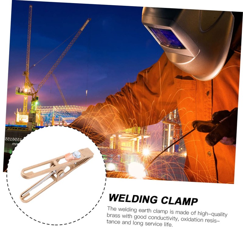 Tofficu Copper Welding Ground Clamp Electroplated Earth Clip for Manual