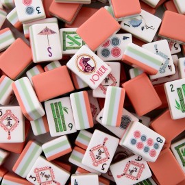 1.26*0.95*0.63 Inch Wholesale 4 Layer Engraved Acrylic Luxury 160 Set Coral Sea America Mahjong TilesSize: 1.26*0.95*0.63 Inch, Color: Orange Horse