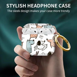 Compatible with Airpod 4th Generation Case Cover(2024), Protective TPU Soft Cases Cover Rugged for Airpod 4 Case with Golden Keychain for Women Men（Happy Dog）