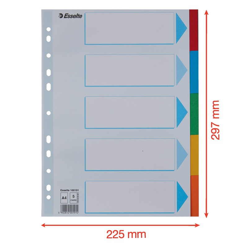 Esselte Esselte Register für A4, 20er Pack, 5 Trennblätter mit