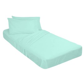 Yarns of Cotton Bed Cot Fitted Sheet - 30" x 75" Aqua Solid - 1 Qty Cot Fitted Sheet Only - Cot Size Mattress 4"-8" Deep - Perfect for Narrow Twin/Cot Size/Rv Bunk/Guest Bed/Camping Cot
