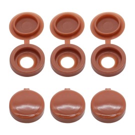 Glvaner 100 pcs Light Brown Collated Screws Hing Screws Cover Caps Plastic Screw Caps Fold Screw Snap Covers Washer Flip Tops