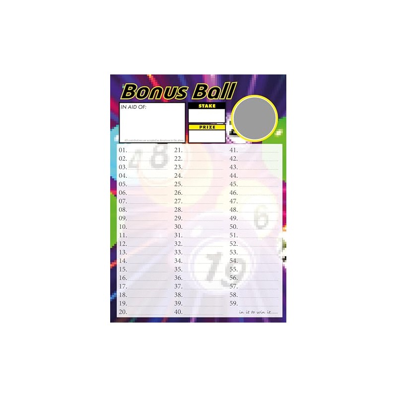 Totally Bonkers - Bonus Ball (59) Fundraising Scratch Cards -