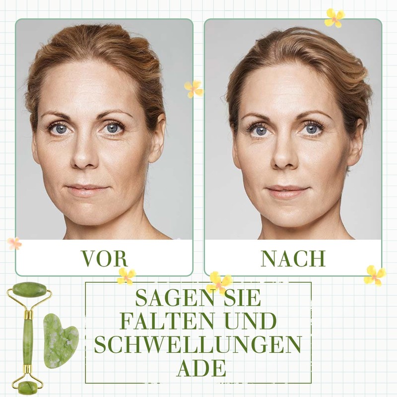 GUGUG Gua Sha Stone and Face Jade Roller Set for
