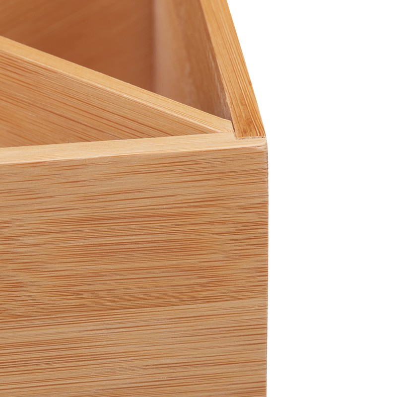 Relaxdays Bamboo Pen Holder, Desk Organiser, Office, 3 Compartments, H