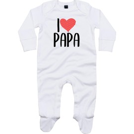 Kleckerliese Baby Bodysuit Pyjamas Long Sleeve Boys Girls I Love Dad, White, 3 - 6 months