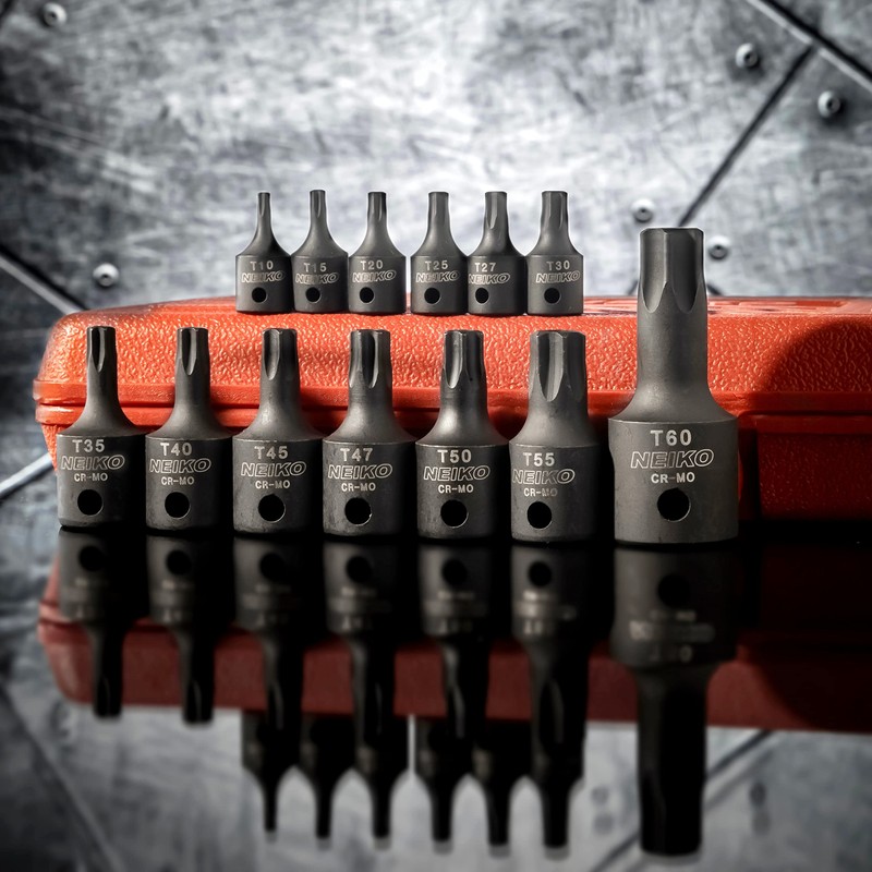 NEIKO 10282B 13 Piece Security Torx Socket Bit Set, 6