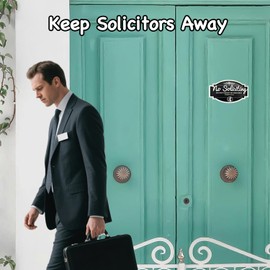 No Soliciting Sign for House, 2 PCS Small Funny No Soliciting Sign for Front Door, No Solicitors Signs for Home Office, Please Do Not Knock Or Ring Doorbell