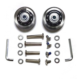1 Pair/2pcs Luggage Suitcase Replacement Wheels 60mm, Rubber Swivel Caster Wheels 6mm Bearings Repair Kits (Black&Clear, D60xID6xW18mm/2.36"x0.23"x0.7")