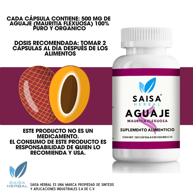 Fenogreco 100 cápsulas Aguaje 120 cápsulas, 100% puros SAISA HERBAL.
