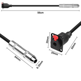 XMSJSIY D-Type 6.35mm 1/4" TRS Panel Mount Stereo Audio Connector Cable 6.35mm TRS Female Socket to Female Speaker Headphone Adapter Extension Cord -0.5M/1.6FT