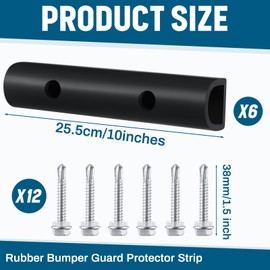 Pushglossy 6 Pcs 10 Inch Universal Rubber Bumper Strip for Trailers Trucks Commercial Vehicles Extruded Guard Protector Dock Bumpers with Installation Accessories for Equipment and Delivery Bays