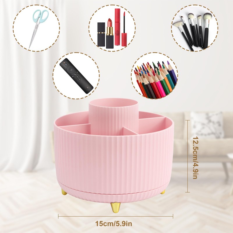 Top-spring 360° Rotating Makeup Organiser, Spinning Makeup Brush Holder with
