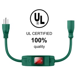 Makevivi Outdoor Waterproof On/Off Switch Extension Cord, Heavy Duty 125v/250v Black SJTW Cord (6 Ft, Green)