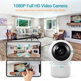 1080P Security Camera, WiFi Home Indoor Camera with Smart Night Vision/2 Way Audio/Motion Detection, Wireless IP Dog Camera for Baby/Pet/Nanny Monitor, Cloud/Local Storage Support