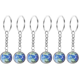 Baluue Llaveros Globo Terráqueo Luminosos 6 Piezas 25 mm Cristal Azul Brillan 8 h para Mochila o Bolso, Recuerdo para Estudiantes y Viajeros Nocturnos