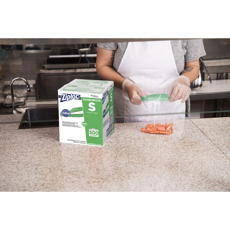 SC Johnson Professional Ziploc Sandwich Bags, Easy Open Tabs, 500