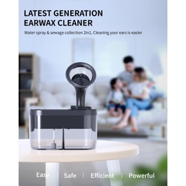 KAUGIC KAUGIC Electric Ear Wax Removal Tool, Water Powered Ear Cleaner, Ear Irrigation Kit with Sewage System and 4 Clean Mode, Safe and Effective Earwax Removal Kit for Adults & Kids with 3 Ear Tips - Black