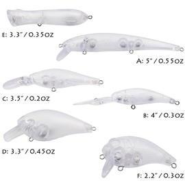 Croch Blank Crankbaits Unpainted Fishing Lure with Tackle Box