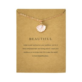 Seashell Pearl Pendant Necklace for Women Cute Sea Shell Necklaces for Teen Girl Cute Clavicle Chain Necklace for Beach Summer Lover Gifts for Women Birthday Christmas Gifts for Girl